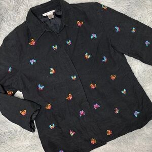Vintage Peter Martin Embroidered Butterfly 100% Silk Jacket – Size 14